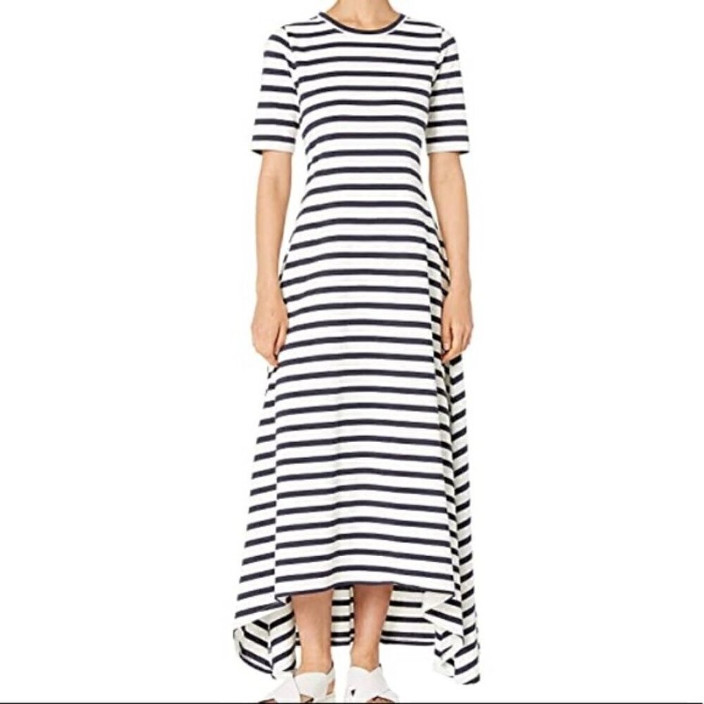 J. Crew Women’s Navy Stripe Knit Hi-Low Maxi Dress Size Small